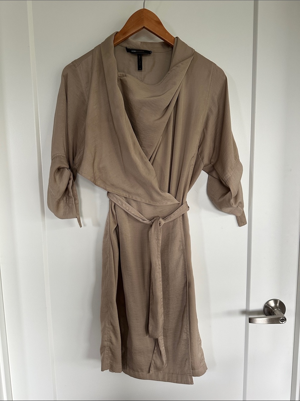 BCBGMaxAzria Taupe Wrap-Style Dress